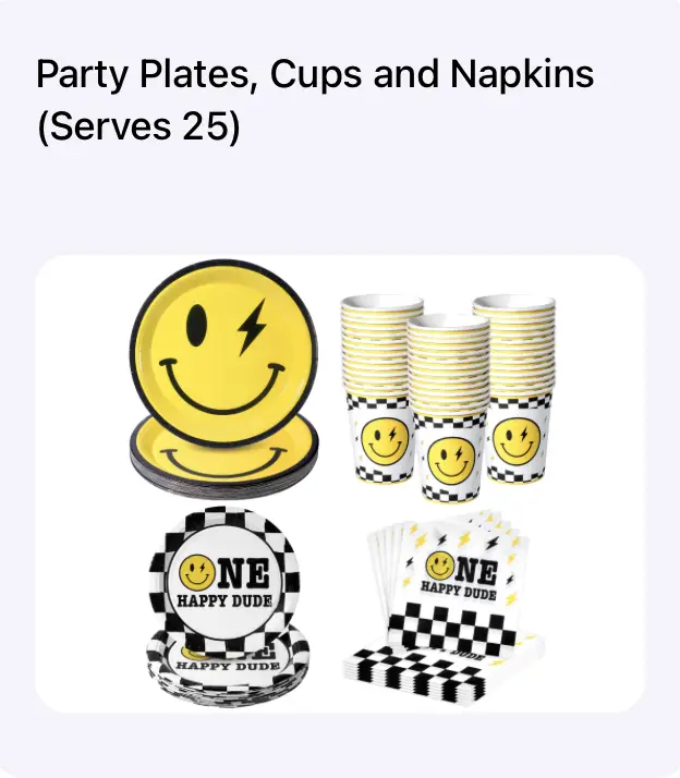 one happy dude party decor party plates, cups, napkins
